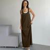 Amazon Primavera y Verano Nuevo Estilo Europeo y Americano Cómodo Camisola de Punto Holgado Camisón Conjunto de Dos Piezas Ropa de Casa Transfronteriza para Mujer