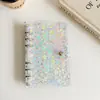 Versão Coreana A6 Laser Estrela Pvc Capa de Folha Solta Álbum de Armazenamento Álbum de Fotos de Celebridade Capa de Caderno Planejador Transparente com 6 Furos
