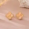 Brincos de Zircônia com Trevo de Quatro Folhas e Pedra Olho de Gato, Brincos Versáteis Exquisitos da Moda de Alto Padrão, Item Quente da Internet, Acessórios de Orelha Versáteis para Mulheres
