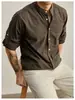 Camisa de Manga Larga para Hombre al por Mayor de Fábrica Estilo Chino Retro Cuello Alto Nueva Colección Primavera y Otoño Color Sólido Holgada Moderna Casual Versátil
