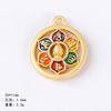 Pingente de Bênção de Contas Redondas com Lema de Seis Caracteres Vazamento de Óleo Dupla Face Dourado Fosco Antigo Acessórios para Pulseira Thangka Trançada DIY