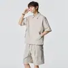 Camisa de Manga Corta para Hombre, Marca Trendy de Verano, Delgada, Holgada, Chaqueta Camisa Casual, Estilo Americano, Atractivo, Fresco, Top con Cuello