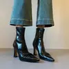 Botas Elásticas Ajustadas de Tacón Alto Chuyuji para Mujer, Botines Versátiles Adelgazantes para Otoño e Invierno, Botas de Moda de Tacón Fino con Punta