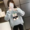 Moletom de Gola Redonda e Manga Longa para Mulheres Comércio Exterior Transfronteiriço Estampado Solto e Versátil Estilo Coreano Moletom Tops para Homens e Mulheres Casais