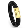 Pulseira Masculina Transfronteiriça, Pulseira de Couro Trançado Multicamadas, Gravada a Laser, Pulseira Magnética da Moda e Personalizada