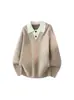 Suéter Falso Duas Peças Estilo Old Money Masculino Outono Inverno Nova Marca Tendência Quente Gola Lapela Tricô Peso Pesado Par Camisa Jaqueta