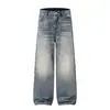 Yidao Vintage 2026 Primavera Streetwear Americano Retrô Desgastado Lavado Solto Casual Jeans Calça Longa Masculina Calça Reta