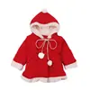 Ropa infantil para niña, europea y americana, de invierno, con capucha, de forro polar grueso, navideña, de manga larga, estilo ins