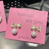 Lindos aretes de tulipán con forma de corazón y lazo de gota de aceite, aguja de plata S925, temperamento dulce, diamantes, perlas, aretes delicados