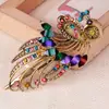 Accesorios Vintage para el Cabello Pinza Pavo Real Pinza Lateral Grande Pinza de Pico de Pato Pinza de Horquilla con Pedrería Tocados de Temperamento Pinza de Agarre para Mujer