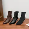 Otoño Invierno 2026 Nueva Llegada Botines de Tacón Alto Punta Fina para Mujer Botas Tipo Calcetín Elásticas de Tacón Alto Versátiles Adelgazantes Botas Dropshipping Botas para Mujer