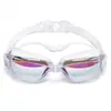 Gafas de natación de venta caliente transfronterizas, Gafas de natación para adultos, Impermeables, Antivaho, Galvanizadas, Tapones para los oídos de una sola pieza de colores, Equipo de gafas