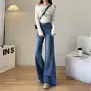 Jeans Retro de Cintura Alta Micro-Flare Feminino 2025 Primavera e Outono Novo Popular da Este Ano Calças Flare de Perna Larga Stretch