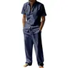 Conjunto de Camisa de Lino de Manga Corta con Solapa de Verano Europeo y Americano Transfronterizo Pantalones Casuales Sueltos para Hombre Conjunto de Dos Piezas Ropa para Hombre al por Mayor