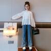 Traje de Primavera para Niñas Elegante Vestido de Primavera Infantil Camisa con Mangas Abullonadas Jeans de Primavera y Otoño Conjunto de Dos Piezas Ropa de Moda Infantil
