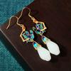 Brincos de Pino Elliot Esmalte Pintado Clássico Oriental Prata 925 Brincos Femininos Estilo Antigo Chinês Flor de Magnólia Imitação de Jade