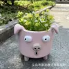 Vaso de Flores Fofo Formato de Porquinho Desenho Animado Estátua de Animal Fofo Criativo de Resina Decoração para Casa Jardim Pátio