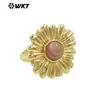 WT-R532 Pedra Preciosa Natural Multicolor Design de Girassol Banhado a Ouro 18k Joia Versátil para o Dia a Dia Feminino