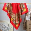 Pañuelo de Seda 90 Pañuelo Cuadrado para Mujer de Seda de Alta Gama Estilo Coreano Moda Versátil Pañuelo Profesional Pañuelo para la Cabeza Chal Estampado Retro