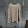 Traje de Falda + Top de Punto con Lentejuelas de Corte Holgado y Mangas Largas, Nueva Moda Francesa Otoño Temprano 2025