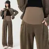 Pantalones de maternidad para otoño, adecuados para usar en exteriores, soportan el vientre durante el embarazo sin oprimirlo, pantalones de pierna ancha, pantalones largos de pierna recta para mujeres petites, ropa de invierno para maternidad