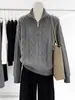 Suéter de punto de lana pura para mujer, nuevo estilo otoño e invierno, cuello alto con media cremallera, suéter grueso de punto trenzado, top versátil y suave