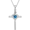 Pendente de cruz europeia e americana de prata de lei s925 com moldura de cruz de diamante, corrente para clavícula, joia de colar personalizada retrô de nicho