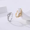 Hebilla de Herradura Anillo de Diamantes Completo Pulsera Celebridad de Internet Lulu Mismo Estilo Circonita Microincrustada Anillo Abierto Creativo Anillo de Dedo para Mujer