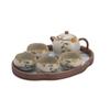 Juego de Té Kung Fu Color Beige Kilno Ru con Bandeja Seca para Té de Burbujas, Una Tetera y Cuatro Tazas, Tetera Doméstica de Alta Gama, Juego Pequeño Antiescaldado