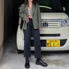 Pantalones Negros para Mujer, Invierno Adelgazantes Versátiles Sueltos Rectos Modernos Ins Estilo High Street Harajuku Forrados de Polar Mezclilla Pierna Ancha Invierno