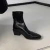Botas de tacón grueso de moda, nuevo estilo 2026, a la moda y con estilo, efecto adelgazante, estilo coreano, con cremallera trasera, puntera cuadrada, elegantes y chic, botas elásticas