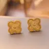 Collar Popular Transfronterizo de Trébol de Cuatro Hojas de Acero de Titanio para Niñas, Lujo Ligero y Versátil Nuevo Conjunto de Cadena Clavicular de Cinco Flores de Doble Cara