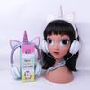 Venta al por mayor de fábrica nuevo transfronterizo multicolor orejas de gato unicornio auriculares Dibujos animados Dibujos animados auriculares de regalo para niños