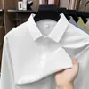 Camisa polo masculina de manga comprida transfronteiriça do Sudeste Asiático, camiseta casual lisa sem costura com gola de lapela, camisa básica masculina, antibacteriana, adequada para primavera e outono