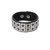 Pulsera de Cuero Punk Retro Europea y Americana con Doble Fila de Estrellas Huecas Pulsera de Cuero PU Pulsera Joyería