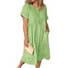 Amazon Europeo y Americano Comercio Exterior para Mujer Verano Jersey Étnico Algodón Color Sólido Talla Grande Vestido Midi Temperamento Vestido de Oficina