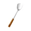 Utensilios de Cocina Antiescaldado Imitación Madera Acero Inoxidable Espátula y Cuchara Set Colador Grande Espátula para Cocinar y Freír Espátula Engrosada Set