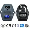 Enchufe AC-01A certificado CB con orejas de montaje, interruptor de figura de ocho C6 con luz azul y fusible, tres en uno para uso en amplificador audiovisual