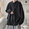 Estilo Old Money, cuello Henley, camiseta de punto de manga larga para hombre, colección de otoño, limpia y de buen ajuste, capa interior informal o capa base