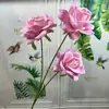 Nuevo Producto Artificial Tres Púas Rosa en Relieve Decoración de Flores para Guía de Camino de Boda Fila de Flores Arreglo Floral de Mesa Artificial Flor Artificial Adornos para Sala de Estar Flor de Seda