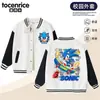 Camisa de basebol Sonic para skate para meninos, jaqueta color-block branca e preta para primavera/outono, tamanhos M e G, blusa casual Sonic the Hedgehog