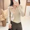 Blusa de Malha com Gola Polo para Outono para Mulheres, Modeladora, Valorizadora, com Lapela, Malha, Versátil, Manga Longa, Elegante, Camada Interna