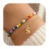 Capital da moda europeia e americana Inglês 26 letras pulseira de camada dupla com contas coloridas pulseira dopamina feminina para todas as ocasiões joias