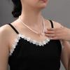 All-Match Shell Butterfly Glass Warm White Pearl Necklace Feminino Estilo Francês Leve Luxo Design de Alto Nível Ot Fivela Pescoço Clavícula Corrente