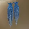 Pendientes de Borla Geométricos Estilo Europeo y Americano con Diamantes, Pendientes de Lujo Ligero de Alta Gama, Pendientes Llamativos de Moda y Estilo