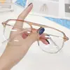 Marco Asimétrico de Doble Puente Artefacto de Maquillaje para Estudiantes Marco Grande con Gafas para Miopía Marco de Gafas Anti-Luz Azul Tr90 para Hombres