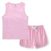 Conjunto Infantil de Verão 2026 Regata e Shorts Estilo Coreano Casual Camiseta Absorvente de Suor Cor Doce Conjunto de Camiseta Sem Mangas para Crianças Pequenas
