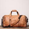 Bolso de viaje portátil de cuero genuino para hombre, estilo retro europeo y americano, bandolera de hombro para mujer, bolso de lona de cuero esmerilado de gran capacidad