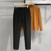 Pantalones Cropped Cónicos de Color Sólido para Hombre de Marca de Moda Otoño Traje Británico Sin Planchar Pantalones de Pierna Ajustada Pantalones Casuales