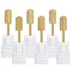 Broca de Tungstênio para Nail Art Remoção de Esmalte em Gel Gel UV Cilindro Dourado Cabeça Redonda Removedor de Cutícula Ferramenta de Broca para Manicure